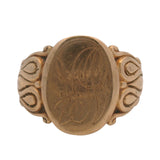 Antique Victorian Solid 10kt Yellow Gold Engraved Oval Signet Ring Size 9