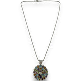 Zen Diamonds Flower Diamond & Gemstone 14kt White Gold 17" Necklace Pendant