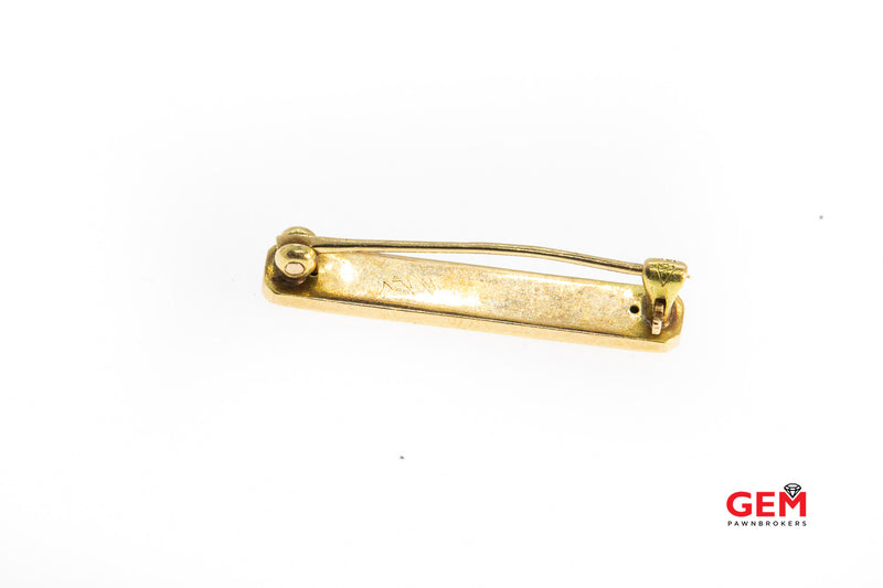 Victorian Era Seed Pearl Solid 14k 585 Yellow Gold Coral Enamel Lapel Pin Brooch