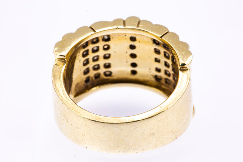 Diamond Pave Cluster Studded Band 14K 585 Yellow & White Gold Ring Size 6 3/4