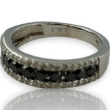 EFFY 14kt White Gold and Black and White Diamond Half-Eternity Ring Band