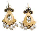 Vintage Victorian Revival 14kt Yellow Gold and Freshwater Seed Pearl Drop/Dangle Earrings