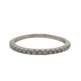 Solid 14kt White Gold and Round Diamond Line Half-Eternity Band Wedding Ring Size 8