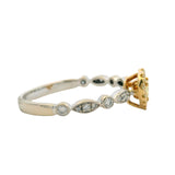 Modani Solid 18kt 2-Tone Gold Fancy Yellow Heart Diamond Solitaire with Accent Diamonds Size 8