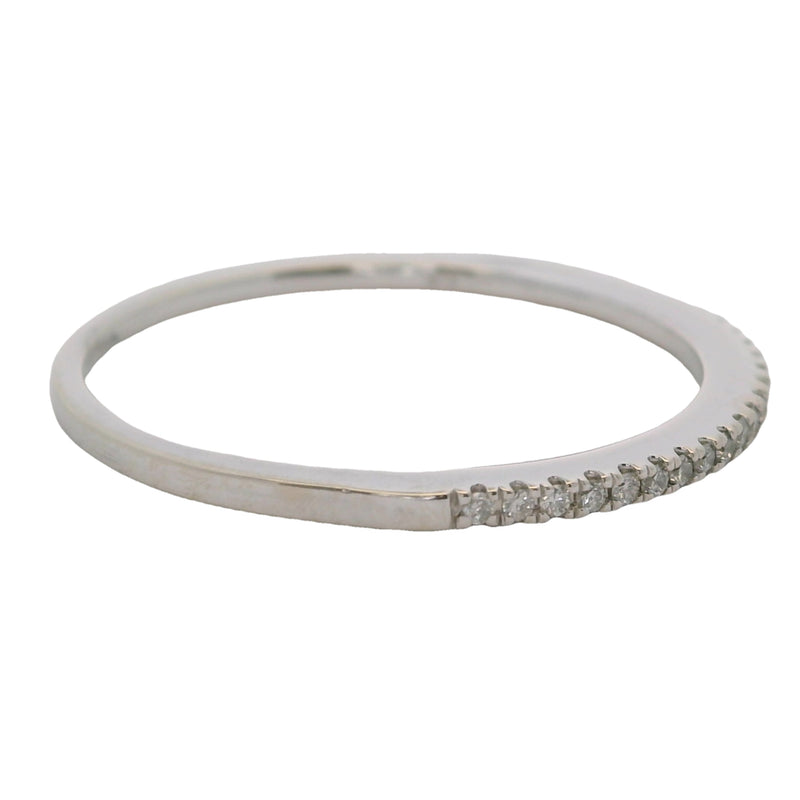 Solid 14kt White Gold and Diamond 1.3mm Stackable Wedding Band Ring Size 7.75