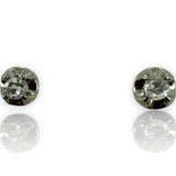 Vintage 14kt Solid White Gold Belcher-Setting with Antique Rose-Cut Diamond 8.2mm Stud Earrings