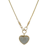 EFFY D'Oro Solid 14kt Yellow Gold and 0.75ctw Diamond Cluster Pave Heart Pendant 18" Necklace