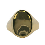 Trinity Vintage 1950s Solid 18kt 750 Yellow Gold 17mm Wide Oval Blank Signet Ring Size 9