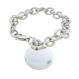 Retired Tiffany & Co 925 Sterling Silver Blank Circle Tag 7.5" Charm Bracelet