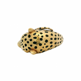 Vintage 1980s EFFY 18kt Solid Yellow Gold and Black Enamel Cheetah Ring with Ruby Eyes Size 7.25