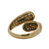 Vintage 1980s Solid 18kt Yellow Gold and 0.99ctw Diamond Bypass Cocktail Ring Size 6.5
