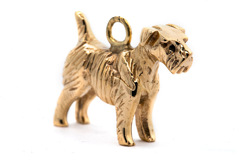 Vintage Solid Gold 14k 585 Dog Terrier 3D Charm Pendant