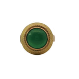 Antique Late Victorian Etruscan Revival 18kt Yellow Gold and Dyed Chalcedony Solitaire Ring Size 7