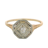 Antique 1910s 14kt Yellow Gold Filigree Old Mine Diamond Solitaire Ring Size 6
