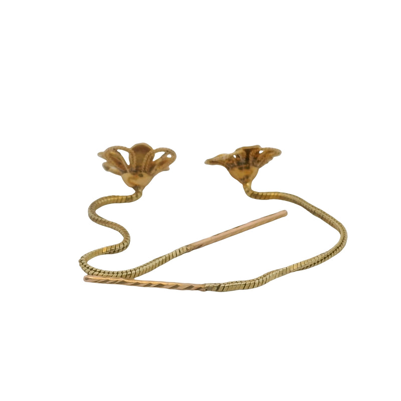 Solid 18kt Yellow Gold Floral Threader Flower 9.4mm Earrings