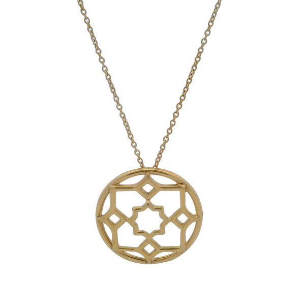 Tiffany & Co Retired Paloma Picasso Solid 18kt Yellow Gold Zellige Medallion Pendant 18" Necklace