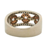 EFFY 14kt White Rose Gold Rose Cut and Round Cut Diamond Halo Cluster Ring Sz 7
