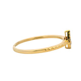 Djula Solid 18kt Yellow Gold Drop Pear 0.13ctw Diamond Cluster Textured Band Ring Size 6