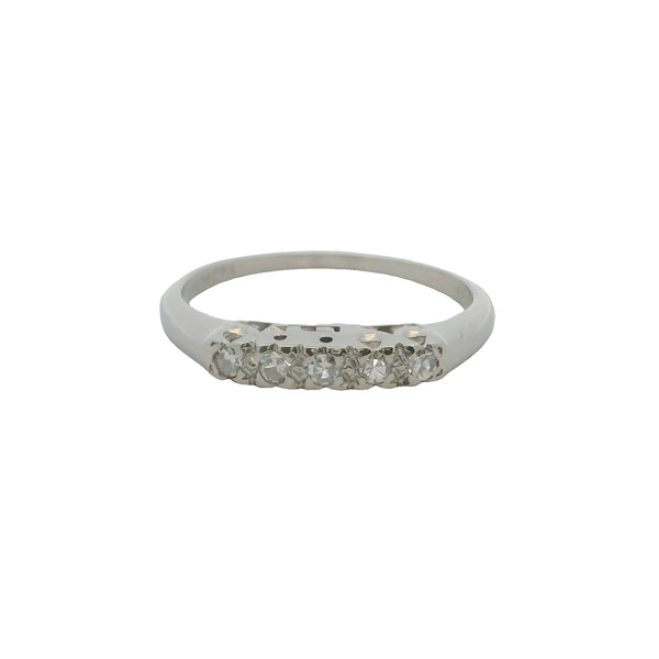 Anillo de bodas vintage de Polishook &amp; Son, años 50, en oro blanco de 14 kt y diamantes de 3 mm, talla 6,25