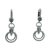 Judith Ripka 925 Sterling Silver and CZ Triple Circle Lever Back Drop/Dangle Earrings