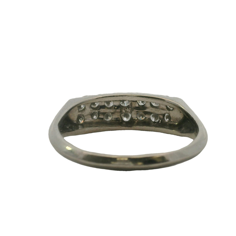 Vintage 1930s Platinum Double Diamond Line Stackable Ring Wedding Band Size 9.75