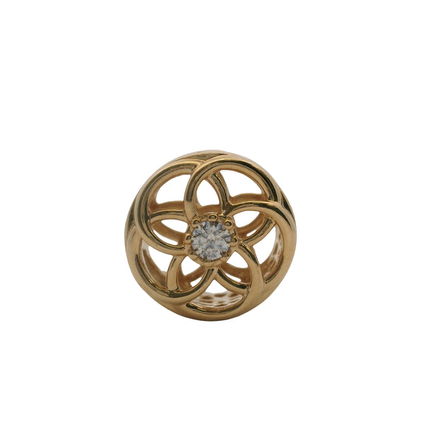 Charm deslizante calado "Loving Bloom" de Pandora en oro amarillo macizo de 14 kt 585 y circonitas cúbicas