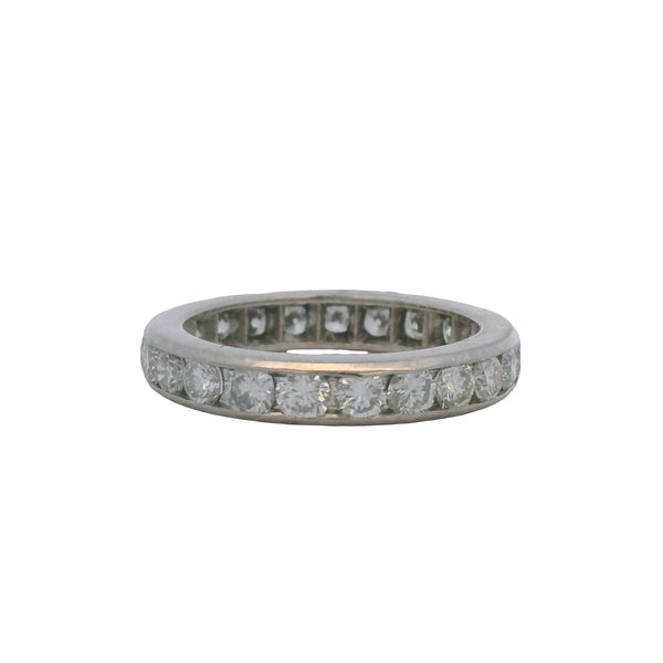 Solid 14kt White Gold and 1.61ctw Diamond 3.5mm Wide Channel-Set Eternity Stackable Band Size 5.75
