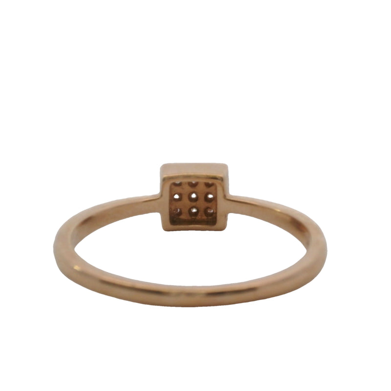 SNJ Geometric Stackable Square Diamond 14k 585 Rose Gold Band Ring Size 7