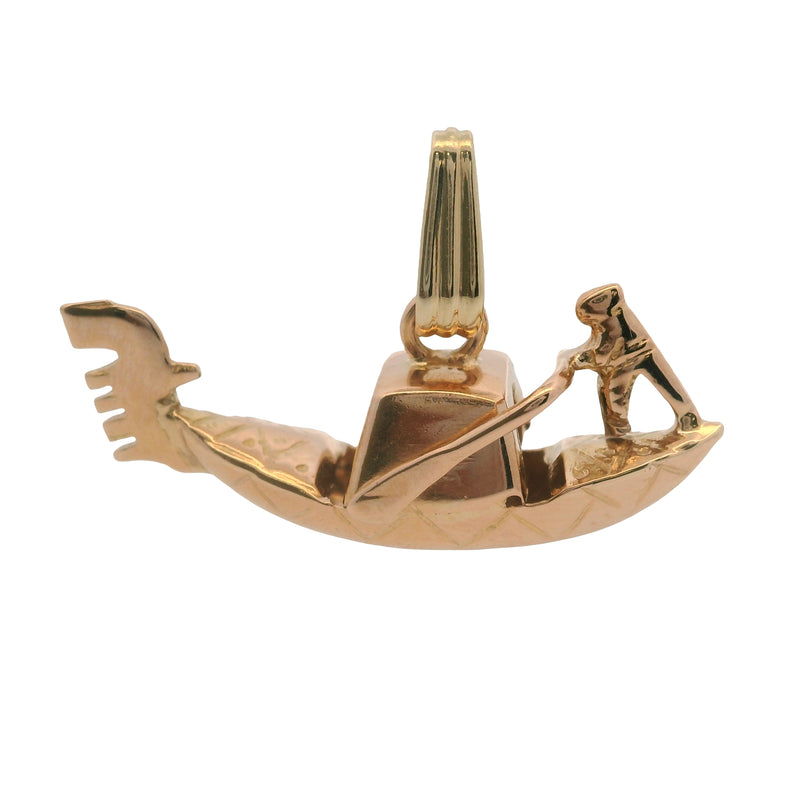 Vintage Italian Solid 14kt Rose Gold Venetian Gondola Boat Charm