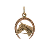Vintage Solid 14kt Rose and Yellow Gold Horse Horseshoe Good Luck Charm Pendant