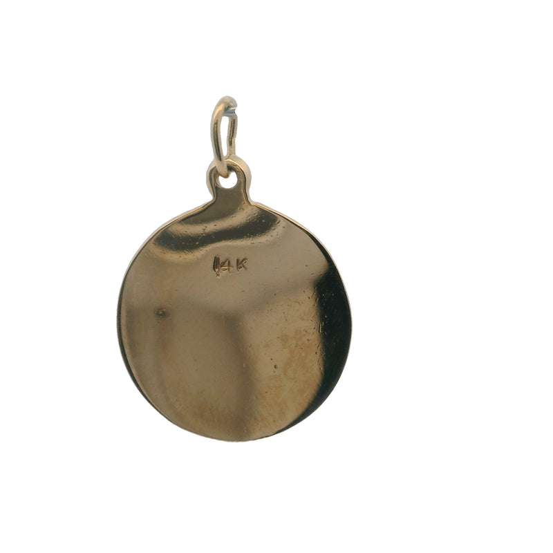 Dije grande de pastel de cumpleaños y vela con apertura en oro amarillo de 14 kt y esmalte blanco