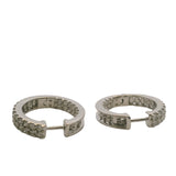 Solid 14kt White Gold And 2ctw Diamonds IGI Certified Inside Out 20mm Hoop Earrings