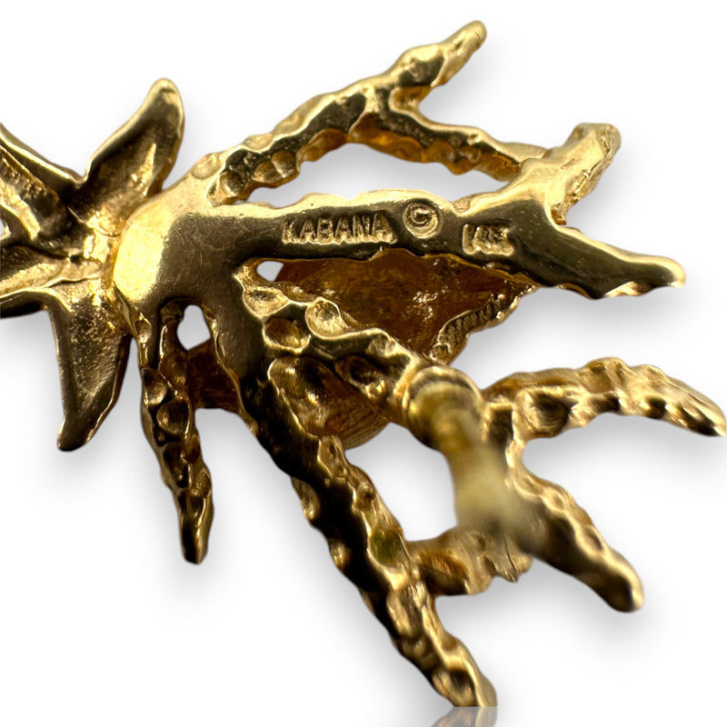 KABANA Solid 14kt Yellow Gold Shell, Starfish, and Coral Ocean Stud Earrings