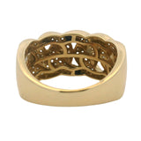 Solid 14kt Yellow Gold and Natural Diamond 12mm Large Chain Shaped Pave Ring Size 10