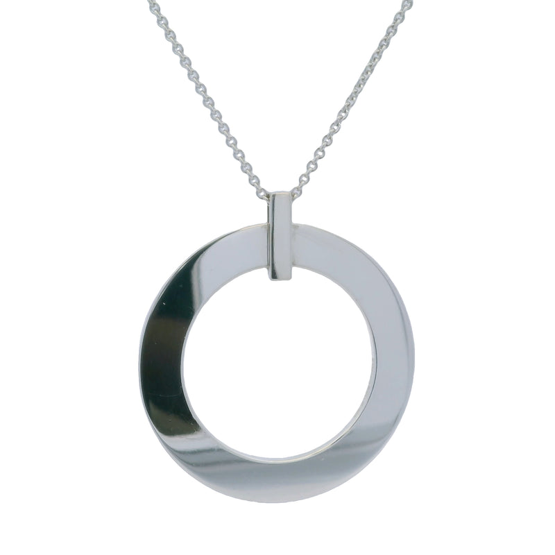 Tiffany & Co 1837 Collection 925 Sterling Silver Large 1.7" Circle Pendant with 18" Chain Made In Italy