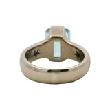 Vintage Solid 18kt White Gold Emerald Cut 2.64ct Blue Topaz and Diamond Cocktail Ring Size 6