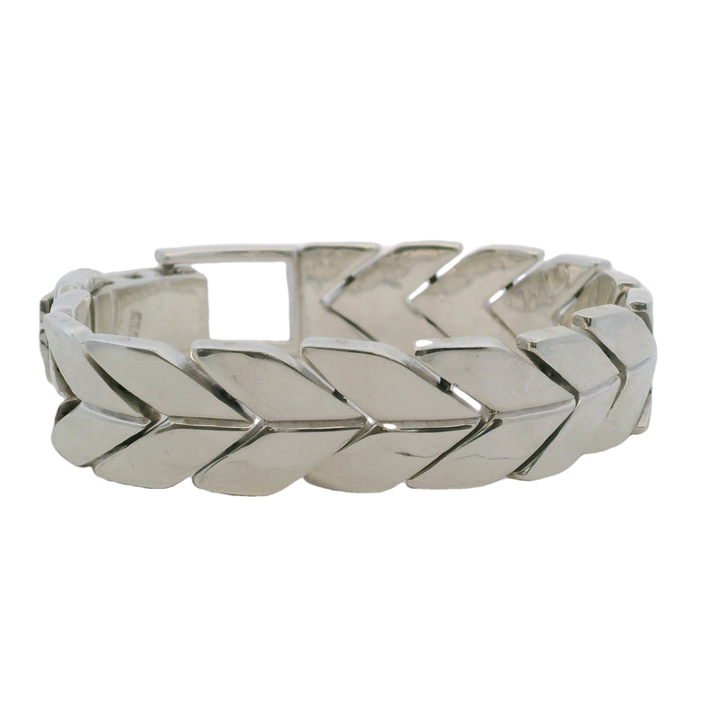 Sima P 925 Sterling Silver Large Herringbone Pattern Chain Heavy 72g 7" Bracelet