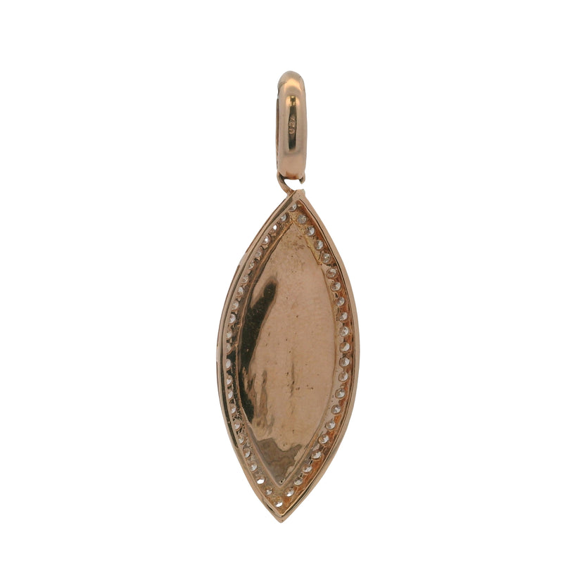 Solid 18kt Rose Gold Colored Enamel and Diamonds Large Evil Eye Necklace Pendant