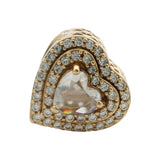 Pandora 14kt Yellow Gold and CZ Leveled Hearts Bead Double Halo Slider Charm