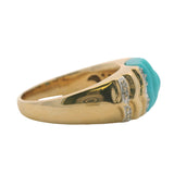 Le Vian 14kt Yellow Gold Carved Turquoise Diamond Ridged Cocktail Ring Size 7