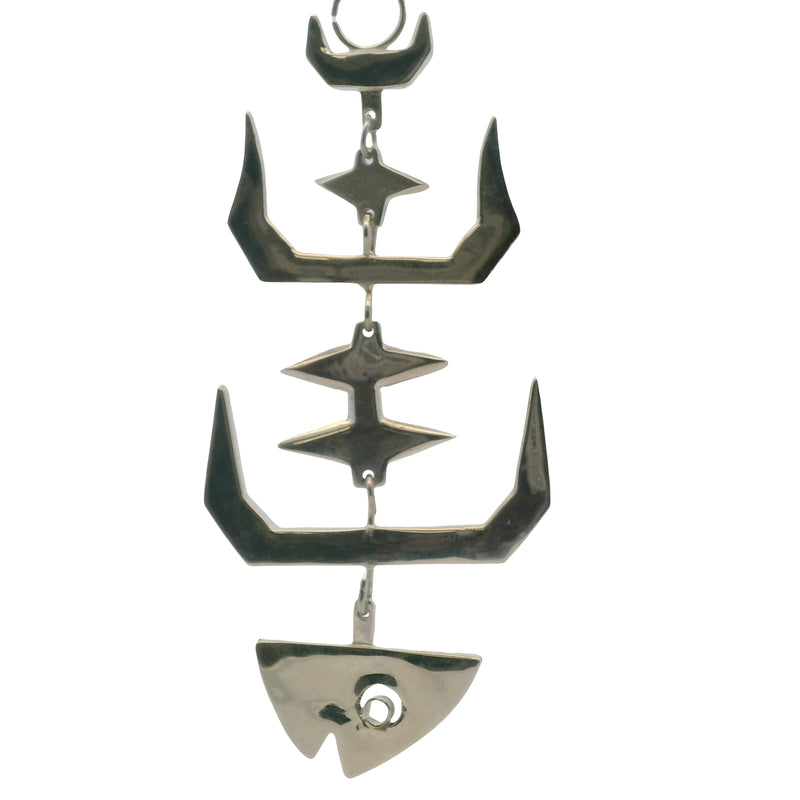 Vintage Mexican 925 Sterling Silver Modernist Taxco Fish Bone Skeleton Pendant