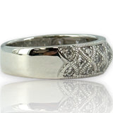 Vanna K 925 Sterling Silver and CZ Cubic Zirconia Geometric Milgrain 6.7mm Thick Band Size 8