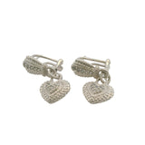 Judith Ripka Solid 925 Sterling Silver and CZ Heart Cluster Drop Dangle Omega-Back Earrings