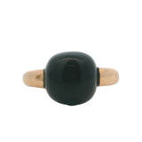 Vintage Italian Solid 18kt Rose Gold and Cabochon Onyx Solitaire Cocktail Ring Size 9