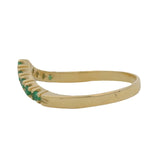 Solid 14kt Yellow Gold and Lab Emerald Chevron Crown Accent Ring Size 7.5