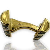 Vintage 1980s Tiffany & CO Solid 18kt Yellow Gold 21.8g Toggle-Back Cufflinks with Diamonds and Black Enamel