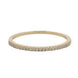 Solid 14kt Yellow Gold and Diamond Thin Dainty Half-Eternity Band Ring Size 10.5