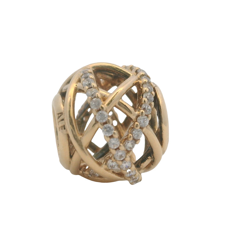 Pandora Solid 14kt Yellow Gold and CZ Galaxy Openwork Bead Spacer Charm