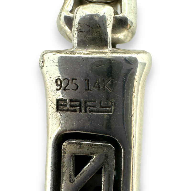 EFFY Jewelry 925 Sterling Silver and 14kt Yellow Gold Bar Bracelet with Black Spinels