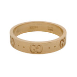 Gucci Solid 18kt Yellow Gold Icon Monogram Logo GG 4mm Band Ring Size 7